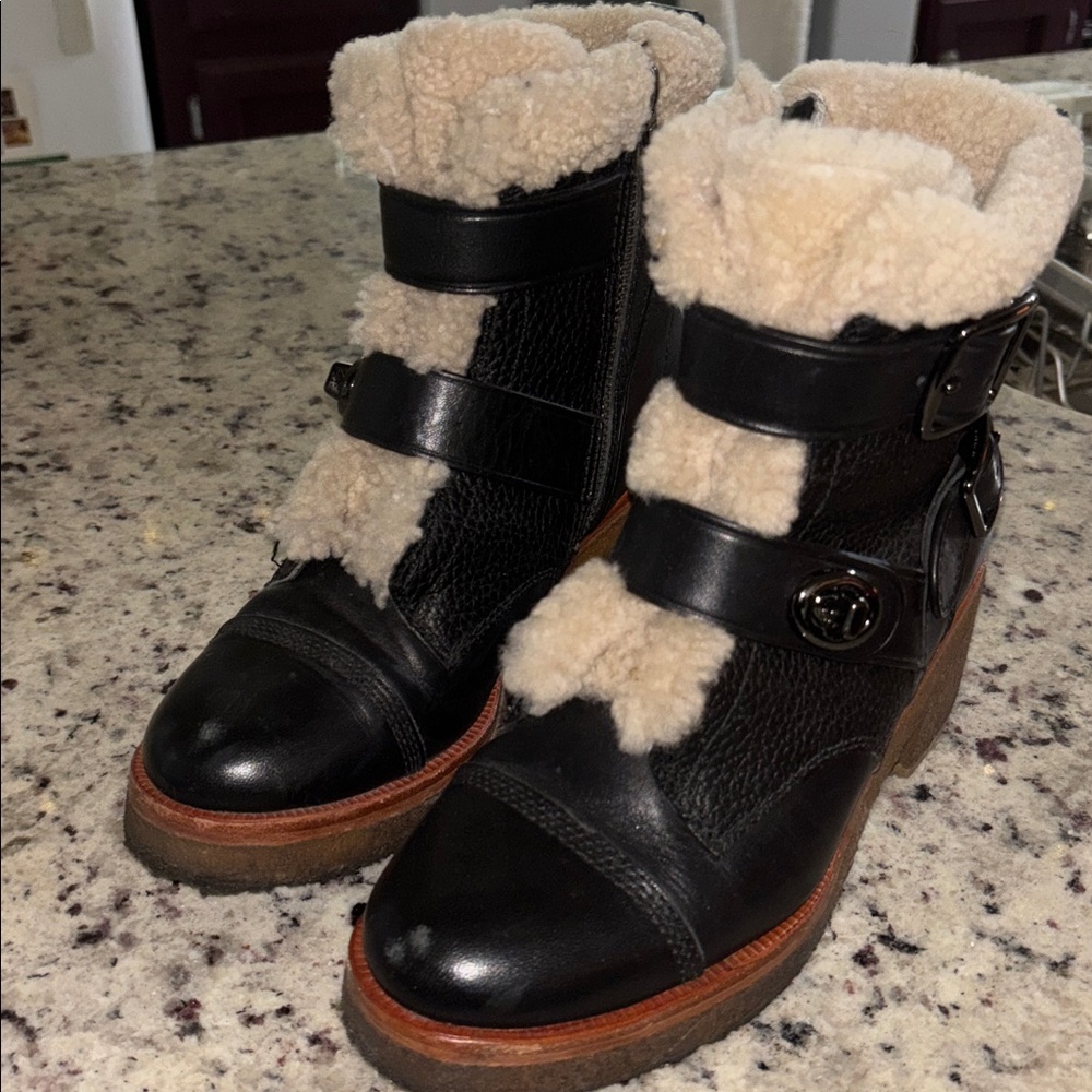Coach Black Leather Ankle Boots 6.5 - Picture 5 of 8